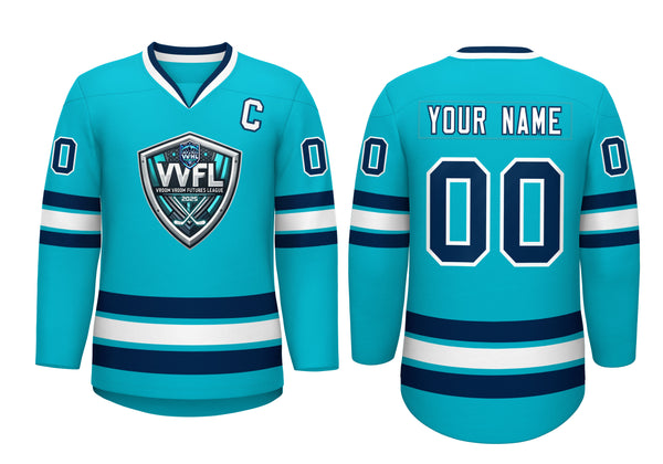 VVFL Custom Teal White Hockey Jersey | BuyFootballJersey