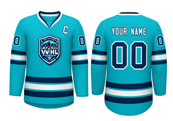 VVHL Custom Teal White Hockey Jersey | BuyFootballJersey