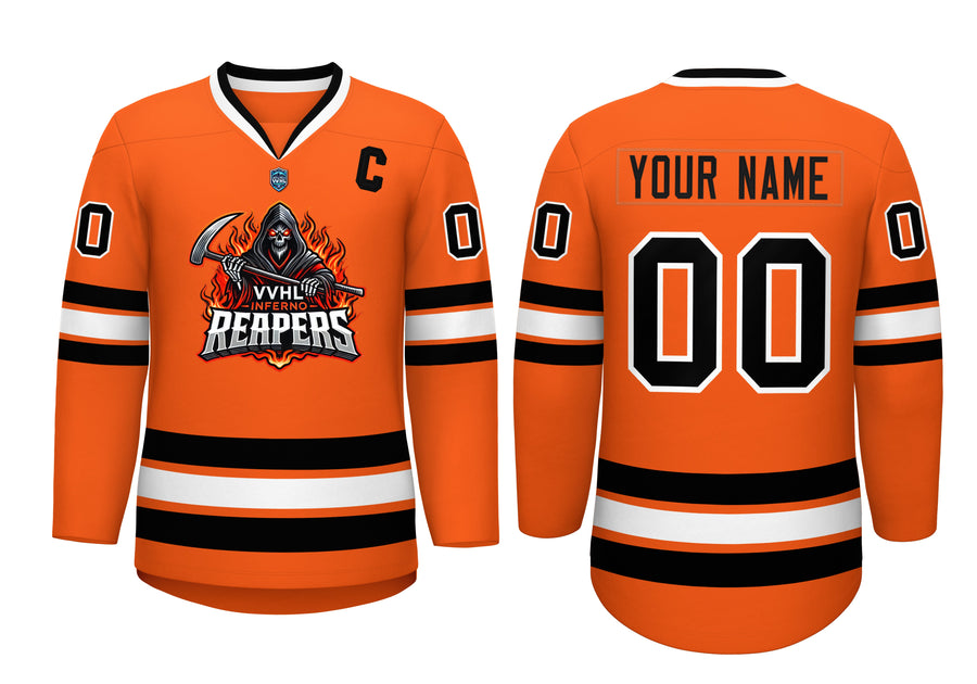 VVFL Custom Inferno Reapers Orange White Hockey Jersey | BuyFootballJersey
