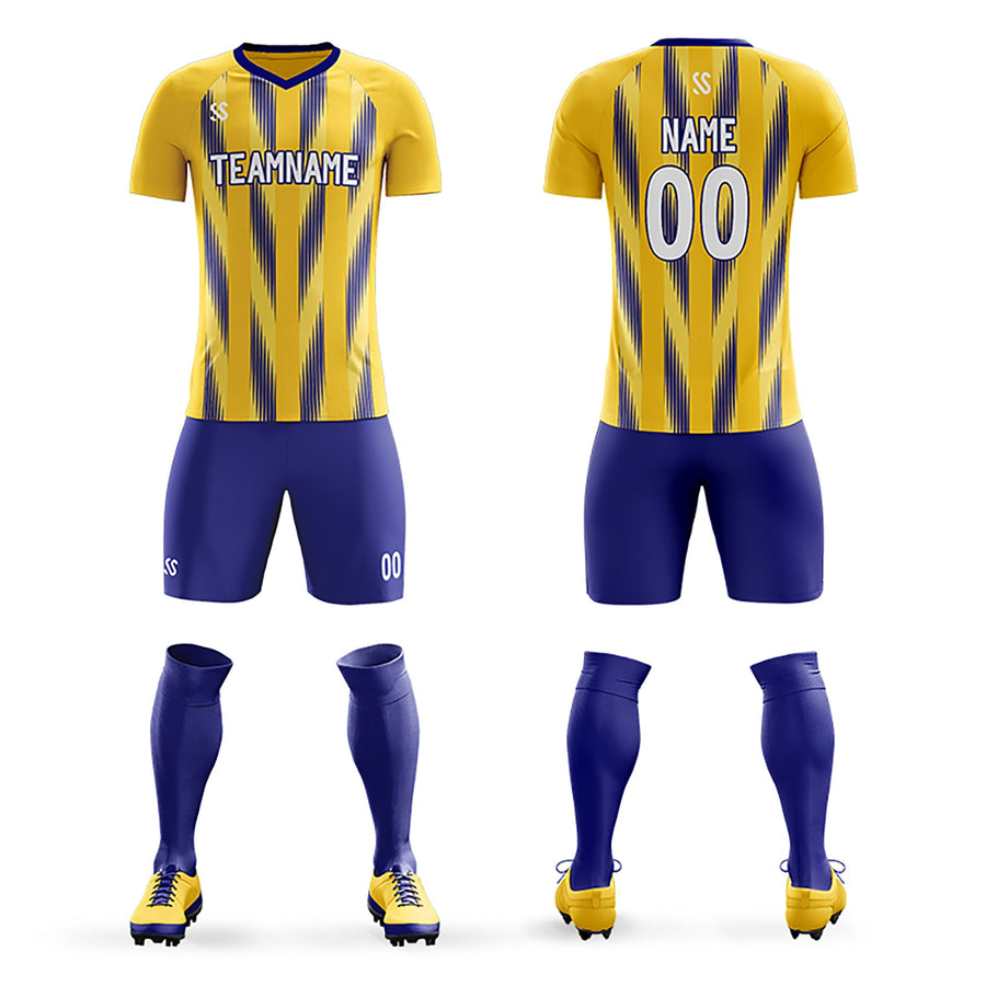 Custom Yellow Printing Outdoor Breathable Soccer Sets Jersey | BuyFootballJersey