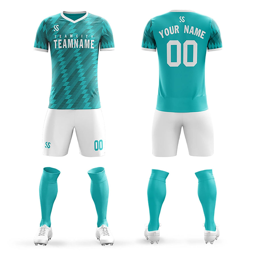 Custom Teal Printing Outdoor Tracksuit Soccer Sets Jersey | BuyFootballJersey