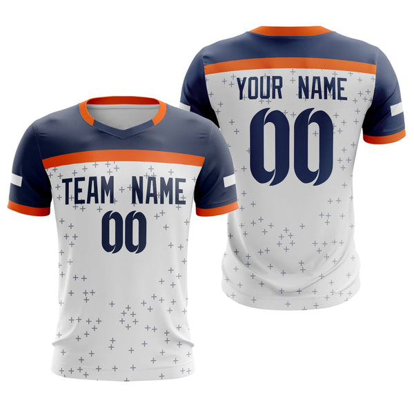Custom White Navy Breathable Sport Soccer Tops Jersey | BuyFootballJersey