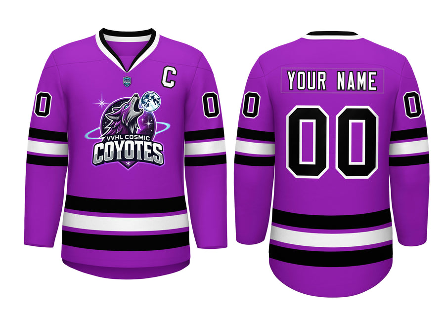 VVFL Custom Cosmic Coyotes Purple White Hockey Jersey | BuyFootballJersey