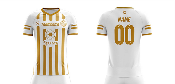 Custom White Gold Training Sport Soccer Tops Jersey | BuyFootballJersey