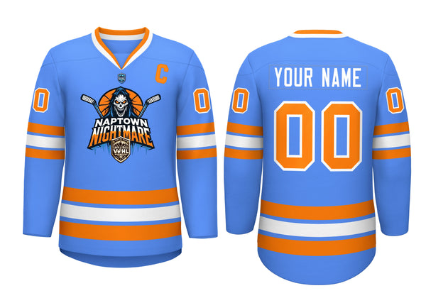 VVHL Custom Naptown Nightmare Blue White Hockey Jersey | BuyFootballJersey