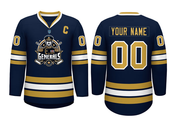 VVHL Custom Generals Navy White Hockey Jersey | BuyFootballJersey
