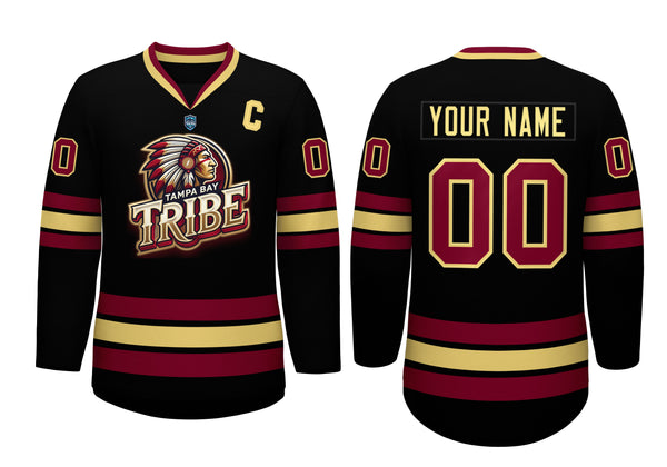 VVHL Custom Tampa Bay Tribe Black White Hockey Jersey | BuyFootballJersey