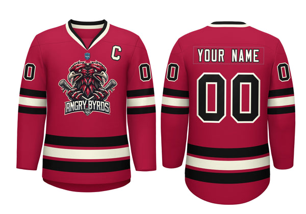 VVHL Custom Angry Byrds Light Cream Red Hockey Jersey | BuyFootballJersey