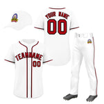 Custom White Red Classic Style Baseball Uniform Jersey/Pants/Hat Package For Team | BuyFootballJersey