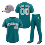 Custom Teal Gray Classic Style Baseball Uniform Jersey/Pants/Hat Package For Team | BuyFootballJersey