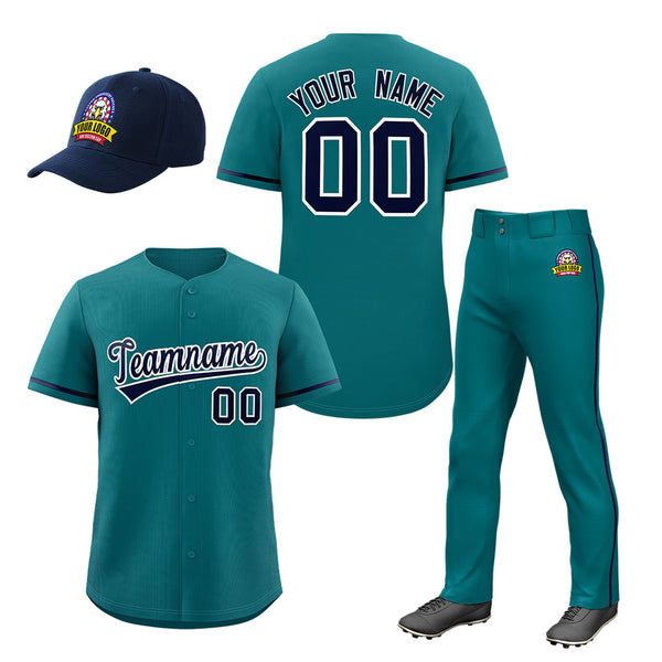 Custom Teal Navy Classic Style Baseball Uniform Jersey/Pants/Hat Package For Team | BuyFootballJersey