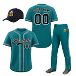 Custom Teal Black Classic Style Baseball Uniform Jersey/Pants/Hat Package For Team | BuyFootballJersey