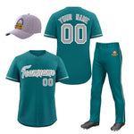 Custom Teal Gray Classic Style Baseball Uniform Jersey/Pants/Hat Package For Team | BuyFootballJersey