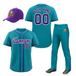 Custom Teal Purple Classic Style Baseball Uniform Jersey/Pants/Hat Package For Team | BuyFootballJersey
