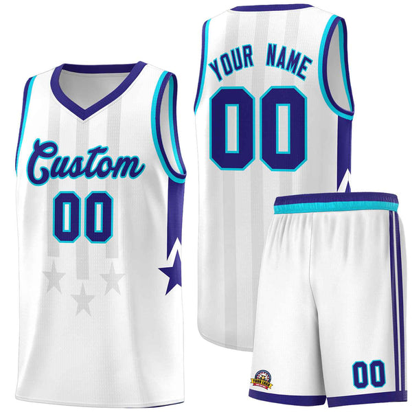 Custom White Purple and Sky Blue Gradient Star Graffiti Pattern Sports Uniform Basketball Jersey | BuyFootballJersey