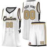 Custom White Black and Old Gold Gradient Star Graffiti Pattern Sports Uniform Basketball Jersey | BuyFootballJersey