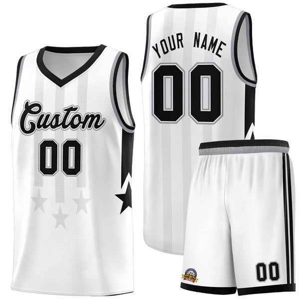 Custom White Black and Gray Gradient Star Graffiti Pattern Sports Uniform Basketball Jersey | BuyFootballJersey