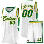 Custom White Kelly Green and Gold Gradient Star Graffiti Pattern Sports Uniform Basketball Jersey | BuyFootballJersey
