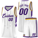 Custom White Purple and Gold Gradient Star Graffiti Pattern Sports Uniform Basketball Jersey | BuyFootballJersey