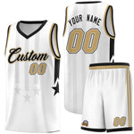 Custom White Black and Old Gold Gradient Star Graffiti Pattern Sports Uniform Basketball Jersey | BuyFootballJersey