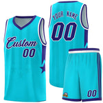 Custom Sky Blue Purple and White Gradient Star Graffiti Pattern Sports Uniform Basketball Jersey | BuyFootballJersey