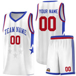 Custom White Royal and Red Gradient Star Graffiti Pattern Sports Uniform Basketball Jersey | BuyFootballJersey