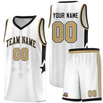 Custom White Black and Old Gold Gradient Star Graffiti Pattern Sports Uniform Basketball Jersey | BuyFootballJersey