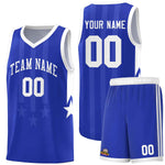 Custom Royal White and White Gradient Star Graffiti Pattern Sports Uniform Basketball Jersey | BuyFootballJersey