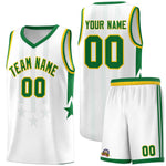 Custom White Kelly Green and Gold Gradient Star Graffiti Pattern Sports Uniform Basketball Jersey | BuyFootballJersey