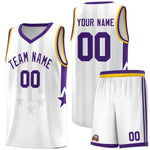 Custom White Purple and Gold Gradient Star Graffiti Pattern Sports Uniform Basketball Jersey | BuyFootballJersey