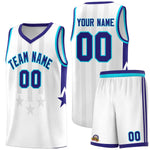 Custom White Purple and Sky Blue Gradient Star Graffiti Pattern Sports Uniform Basketball Jersey | BuyFootballJersey