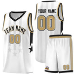 Custom White Black and Old Gold Gradient Star Graffiti Pattern Sports Uniform Basketball Jersey | BuyFootballJersey