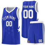 Custom Royal White and White Gradient Star Graffiti Pattern Sports Uniform Basketball Jersey | BuyFootballJersey