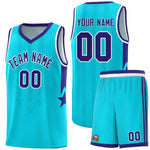 Custom Sky Blue Purple and White Gradient Star Graffiti Pattern Sports Uniform Basketball Jersey | BuyFootballJersey