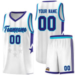 Custom White Purple and Sky Blue Gradient Star Graffiti Pattern Sports Uniform Basketball Jersey | BuyFootballJersey