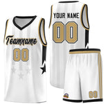 Custom White Black and Old Gold Gradient Star Graffiti Pattern Sports Uniform Basketball Jersey | BuyFootballJersey