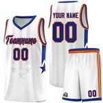 Custom White Royal and Orange Gradient Star Graffiti Pattern Sports Uniform Basketball Jersey | BuyFootballJersey