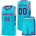 Custom Sky Blue Purple and White Gradient Star Graffiti Pattern Sports Uniform Basketball Jersey | BuyFootballJersey