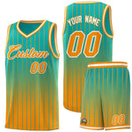 Custom Aqua Orange Gradient Fashion Sets Sports Stripe Uniform Basketball Jersey | BuyFootballJersey
