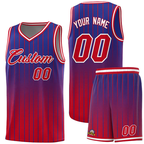 Custom Royal Red Gradient Fashion Sets Sports Stripe Uniform Basketball Jersey | BuyFootballJersey