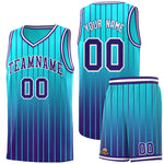 Custom Sky Blue Purple Gradient Fashion Sets Sports Stripe Uniform Basketball Jersey | BuyFootballJersey