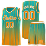 Custom Aqua Orange Gradient Fashion Sets Sports Stripe Uniform Basketball Jersey | BuyFootballJersey