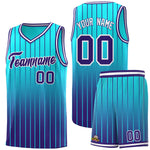 Custom Sky Blue Purple Gradient Fashion Sets Sports Stripe Uniform Basketball Jersey | BuyFootballJersey