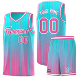 Custom Sky Blue Pink Gradient Fashion Sets Sports Stripe Uniform Basketball Jersey | BuyFootballJersey