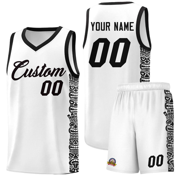 Custom White Black Personalized Indians Pattern Sets Sports Uniform Basketball Jersey | BuyFootballJersey