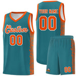 Custom Aqua Orange Personalized Indians Pattern Sets Sports Uniform Basketball Jersey | BuyFootballJersey