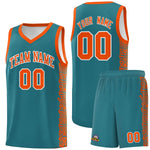 Custom Aqua Orange Personalized Indians Pattern Sets Sports Uniform Basketball Jersey | BuyFootballJersey