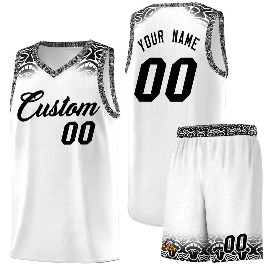 Custom White Black Personalized Indians Print Sets Sports Uniform Basketball Jersey | BuyFootballJersey