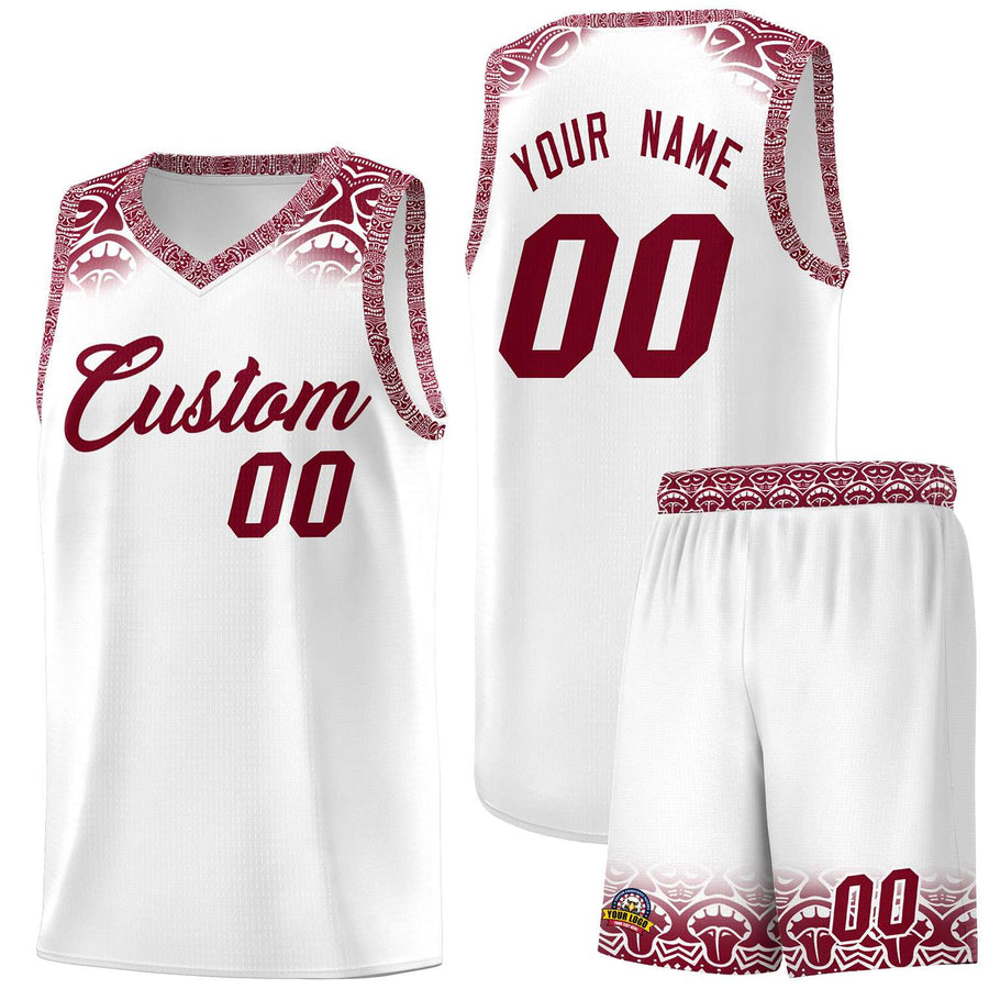 Custom White Crimson Personalized Indians Print Sets Sports Uniform Basketball Jersey | BuyFootballJersey