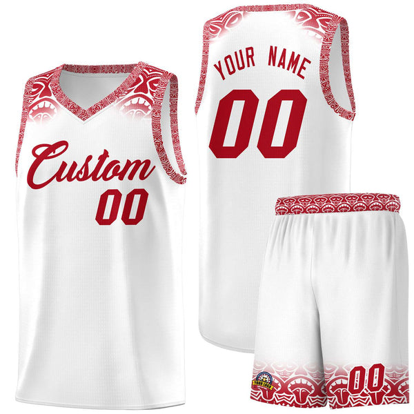 Custom White Red Personalized Indians Print Sets Sports Uniform Basketball Jersey | BuyFootballJersey